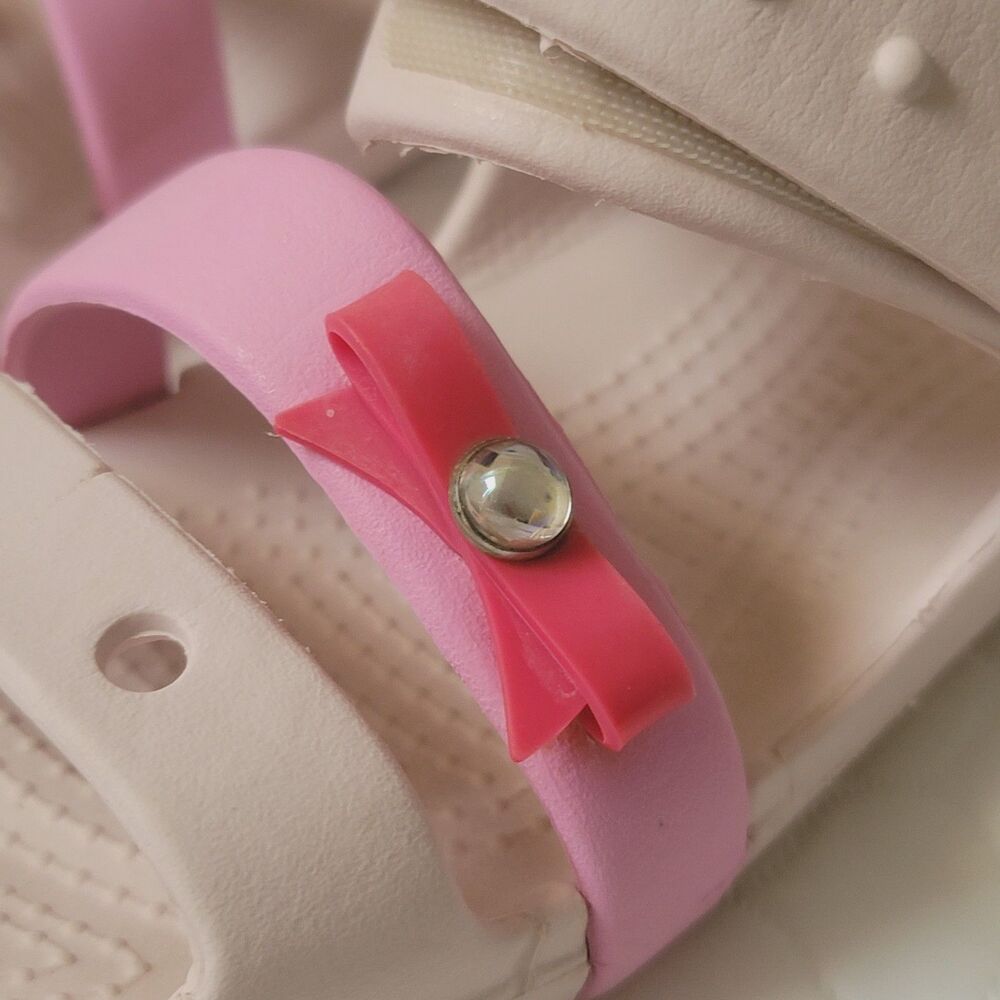 Crocs Keeley Charm Sandals Girl Size C13 Water Pink Bow Shoes Sandals - Picture 8 of 11
